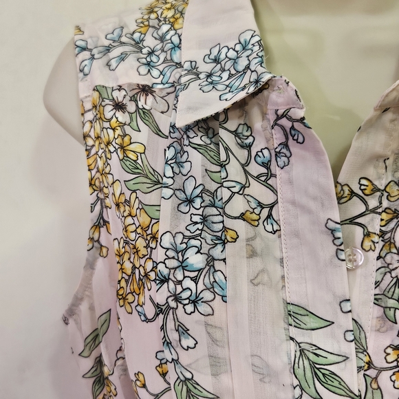 Nanette Lepore Pink/Green Multi-Color Floral Pleated Sleeveless Dress,Size 10 - Picture 7 of 16